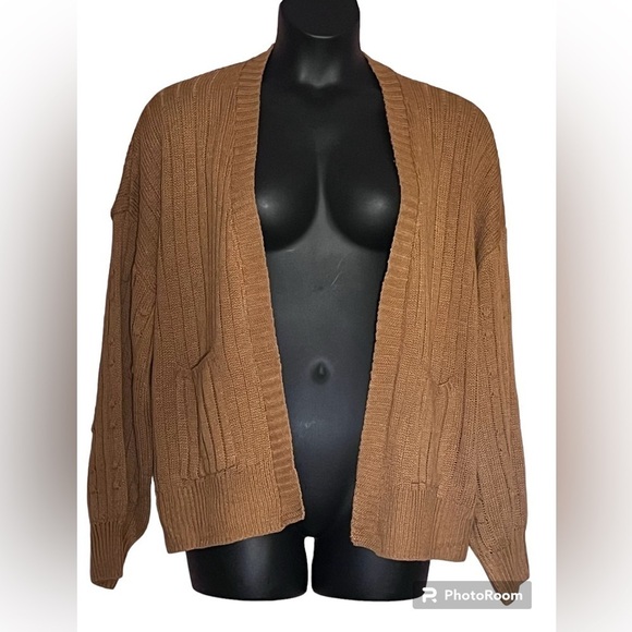 New with flaws open front layering piece cardigan gold sweater XL - Picture 1 of 14